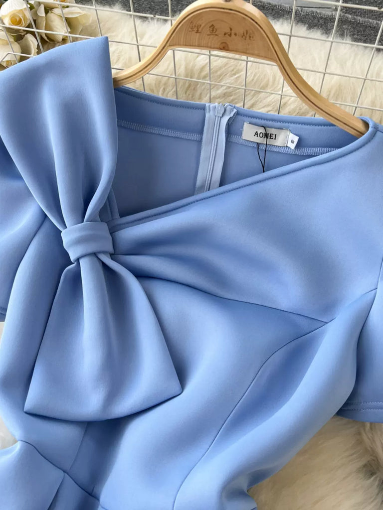 The Sandy Satin Dress-Blue main image 1