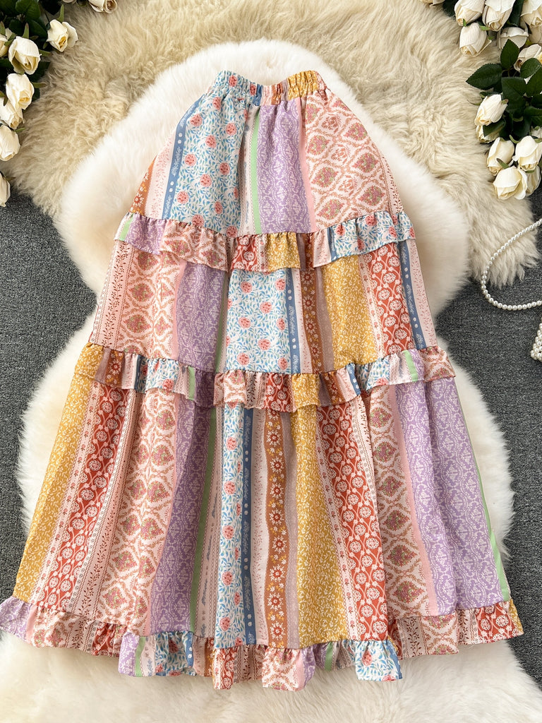 2024 VintageInspired Colorful Patterned ALine Skirt Sassymyprom — free download