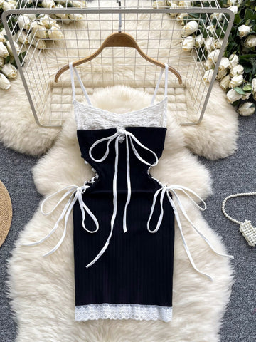 Adjustable Straps Black Romantic Allure Dress