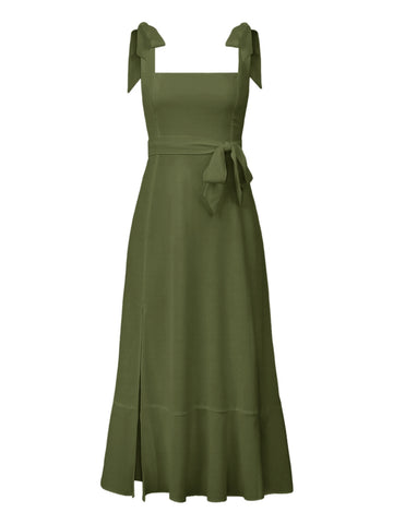 Green Charm Square Neckline Dress