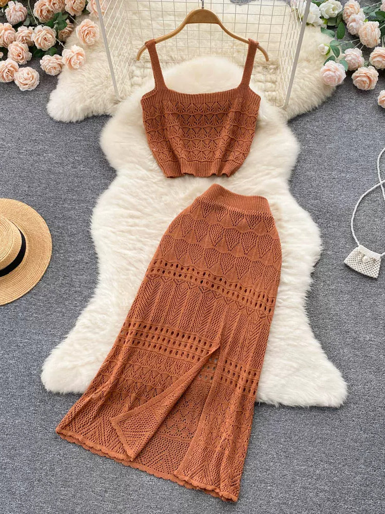 2024 Sunset Serenade Boho Chic Crochet Dress Set White