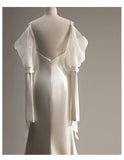 Spandex Satin Trumpet Mermaid Long Sleeve Wedding Dress