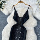 Dazzling Rhinestones Figure-Hugging Black Dress