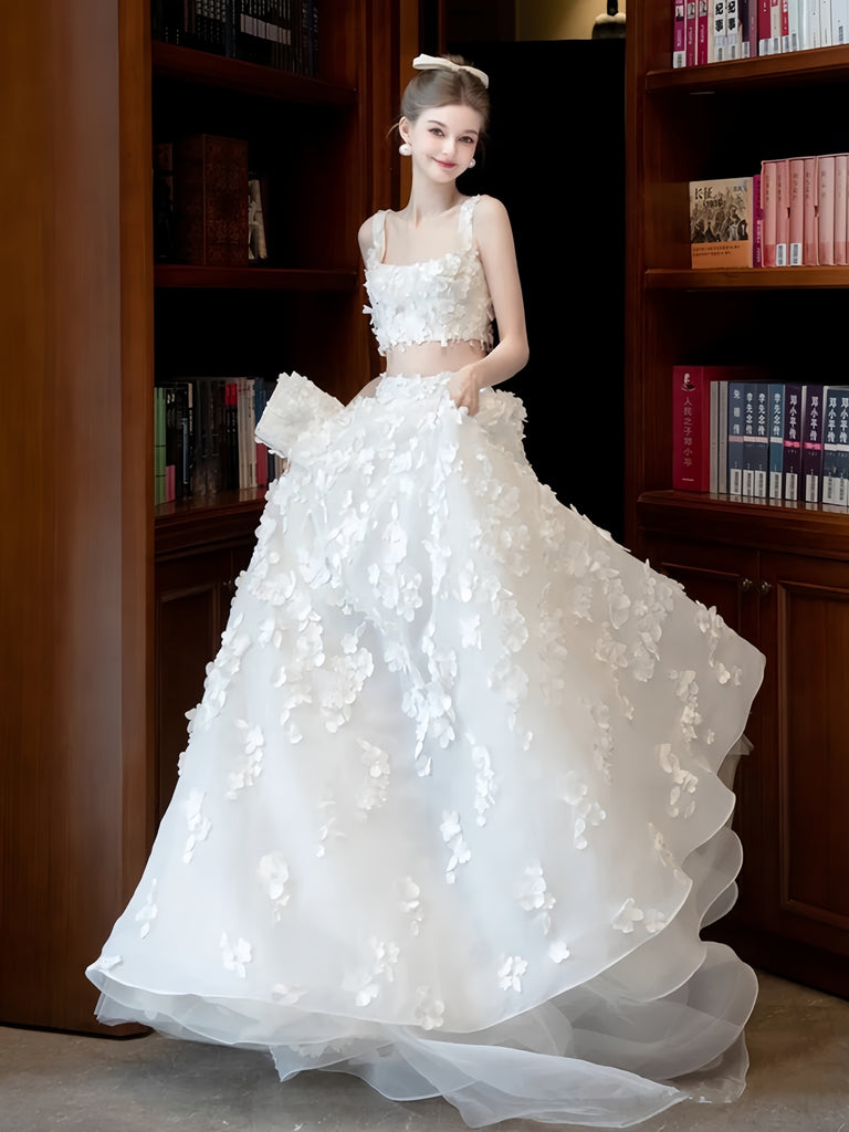 Flowers Tulle A Line Two Piece Square Wedding Dress Sassymyprom Flowers Tulle A Line Two Piece Square Wedding Dress Sassymyprom