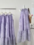 Asymmetric Hem Floral Inspired Lilac Dress