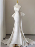 Satin Bow Sweetheart Trumpet Mermaid Wedding Dress