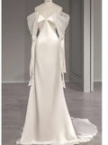 Spandex Satin Trumpet Mermaid Long Sleeve Wedding Dress