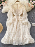 White Lace Fanciful Blossom Dress