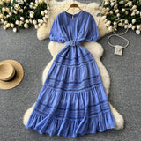 Waist Belt Green Maxi A Line Dress