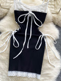 Adjustable Straps Black Romantic Allure Dress