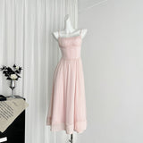 Sweetheart Flowing Skirt Pink Long Dress