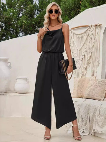 Elegant Black Jumpsuit with Cowl Neck
