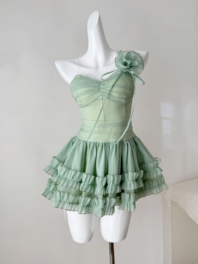 mint green strapless dress Ruffled Skirt Mint Green Strapless Mini Dress – Sassymyprom