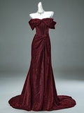 Trumpet Mermaid Off The Shoulder Burgundy Prom Dress