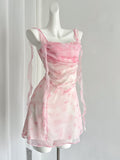 Floral Imprints Elegant Pink Dress