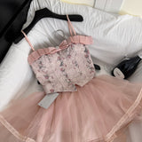 Strappy Corset Top Fluffy Tulle Layers Dress