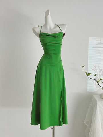 Vibrant Green Evening Dress with Side Slit