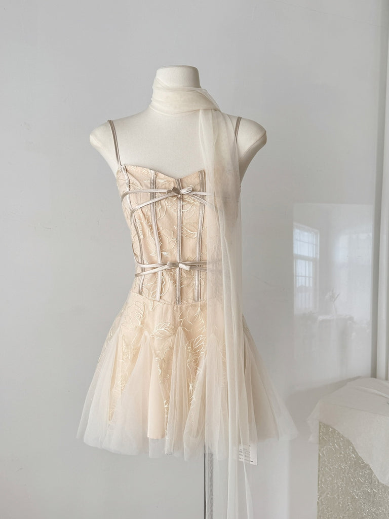 Champagne Corset Strappy Mini Dress Champagne Corset Strappy Mini Dress