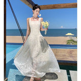 White Cascade Floral High-Low Dress
