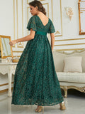 Green Lace Long Wedding Bridesmaid Dress