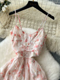 Elegant V-Neck Floral Dress with Adjustable Straps