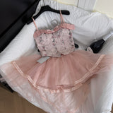 Strappy Corset Top Fluffy Tulle Layers Dress