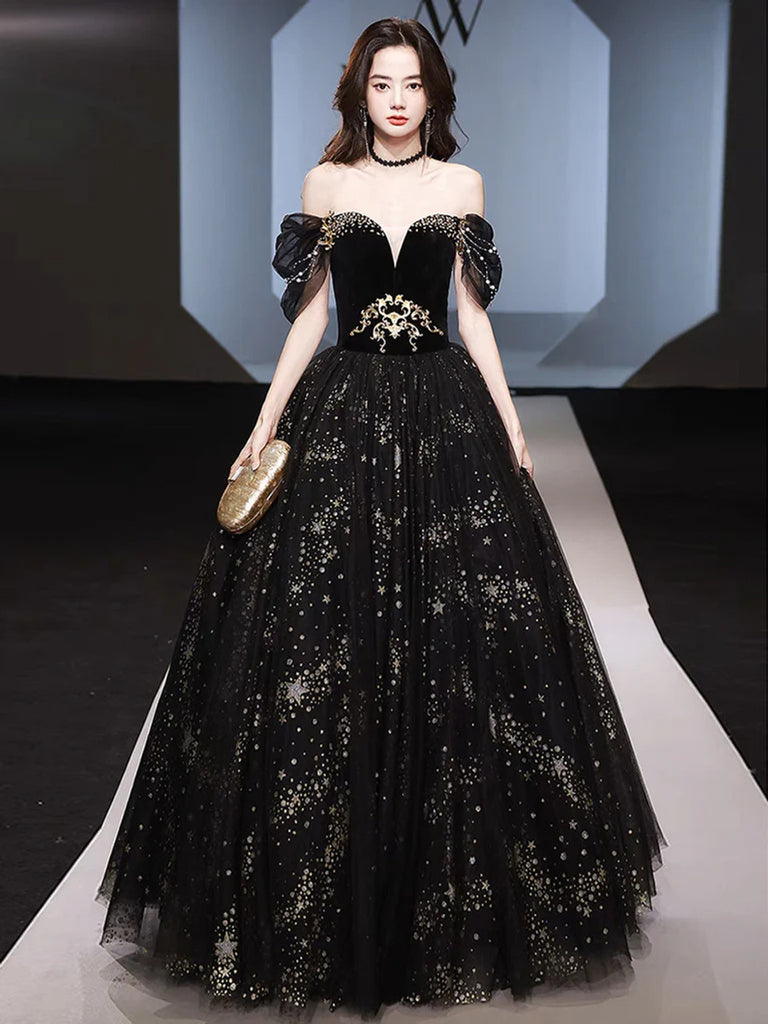 2024 Gold Accents Black Ball Gown Prom Dress Sassymyprom 2024 Gold Accents Black Ball Gown Prom Dress Sassymyprom