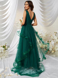 Twilight Green Ruffles Tulle Prom Dress
