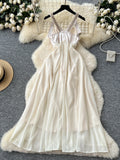 Criss Cross Halter Straps Luxurious Cream Colored Dress