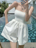 White Pockets  Smocked Strapless Pants