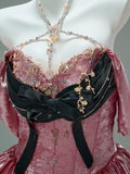 A Line Flower Beading Pink Halter Prom Dress