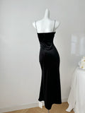 Artistic Golden Accents Black Full-Length Dress