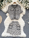Chic Short Sleeve Cardigan& Shorts Set