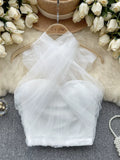 Ethereal Sophisticated Pink Tulle Top