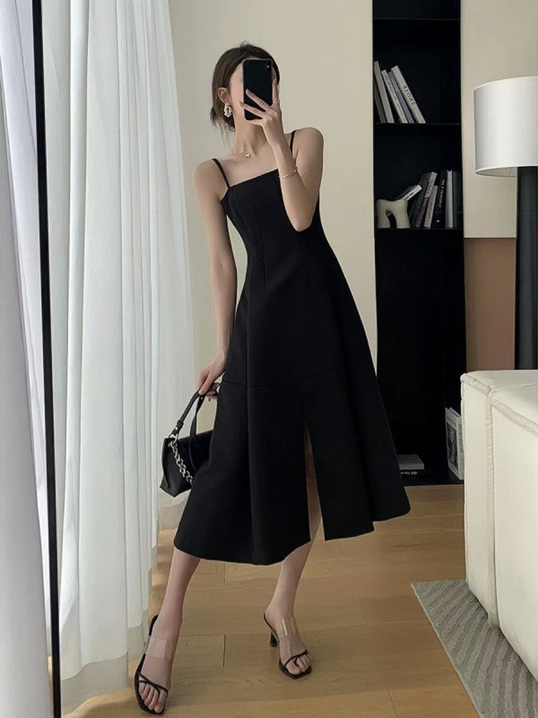 Black Flare Plain Chic Classy One Piece Dress Sassymyprom Black Flare Plain Chic Classy One Piece Dress Sassymyprom