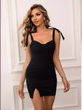 Alluring Black Sweetheart Neckline Mini Dress