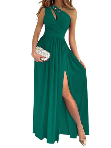 Sophisticated Asymmetric Green Chiffon Dress