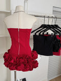 Dramatic Rose Scarlet Strapless Mini Dress