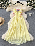 Adorable Fabric Flower Light Blue Sundress