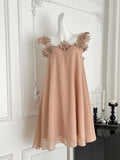3D Flowers Chic Off Shoulder Cream Dress