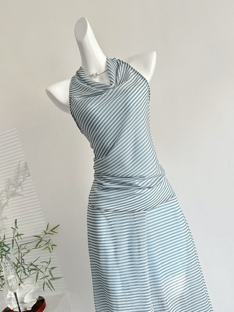 Halter Neck Ruched Bodycon Midi Dress