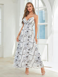 Floral Print Backless Knot Chiffon Party Dress