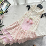 Adorable Pink & White Summer Halter Dress