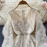 White Lace Fanciful Blossom Dress