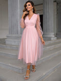 Enchanting Pink V-Neck Dress