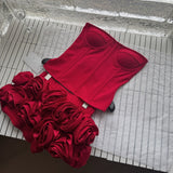 Dramatic Rose Scarlet Strapless Mini Dress
