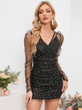 Glamorous Starry Night Black Sequined Mini Dress