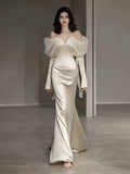 Spandex Satin Trumpet Mermaid Long Sleeve Wedding Dress