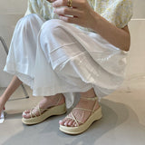 Ankle Strap Flatform Women's White Sandals