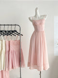 Sweetheart Flowing Skirt Pink Long Dress